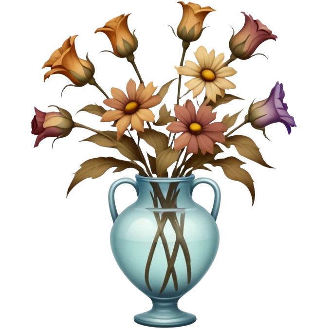 dead wilted flowers hanging in a vase emoji
