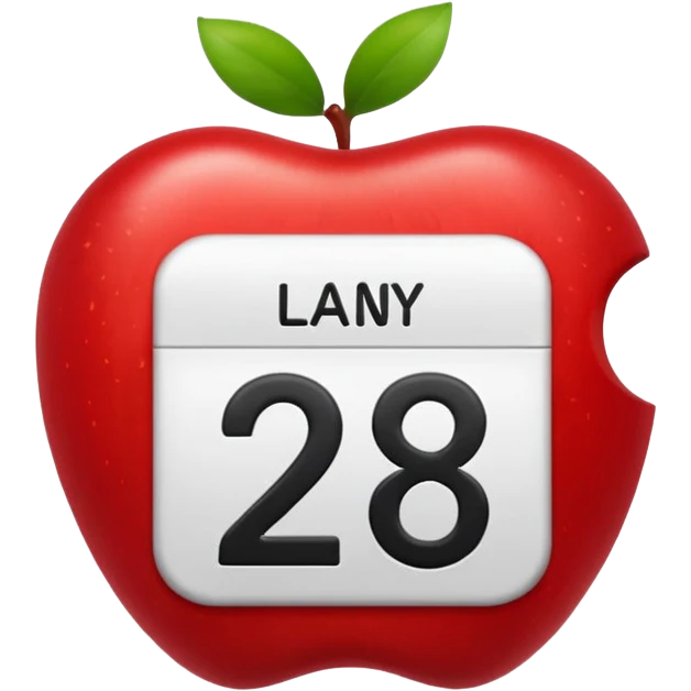 calendar with number 28, bold black numbers, apple style emoji emoji