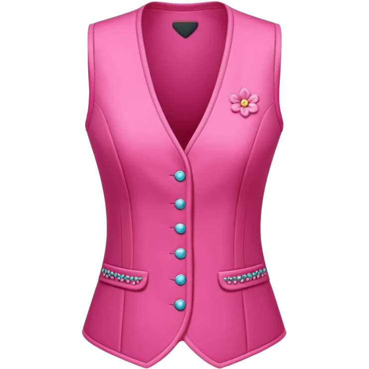 a stylish women’s vest, sleeveless, elegant and decorative design, in a bright pink color with small cute details, feminine and fancy look, no background, ONLY VEST emoji