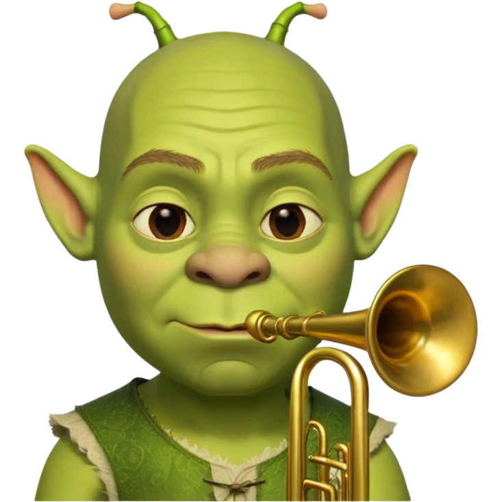 shrek sans cheveux et deux petites oreilles en forme de trompettes une sur chaque cote de son crane emoji