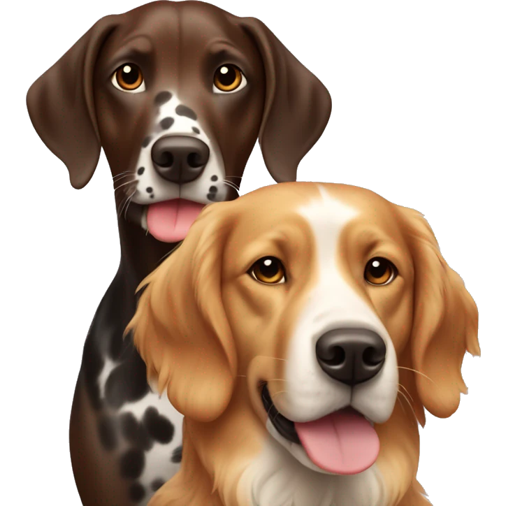 Brown Dalmatian and ginger golden retriever  emoji