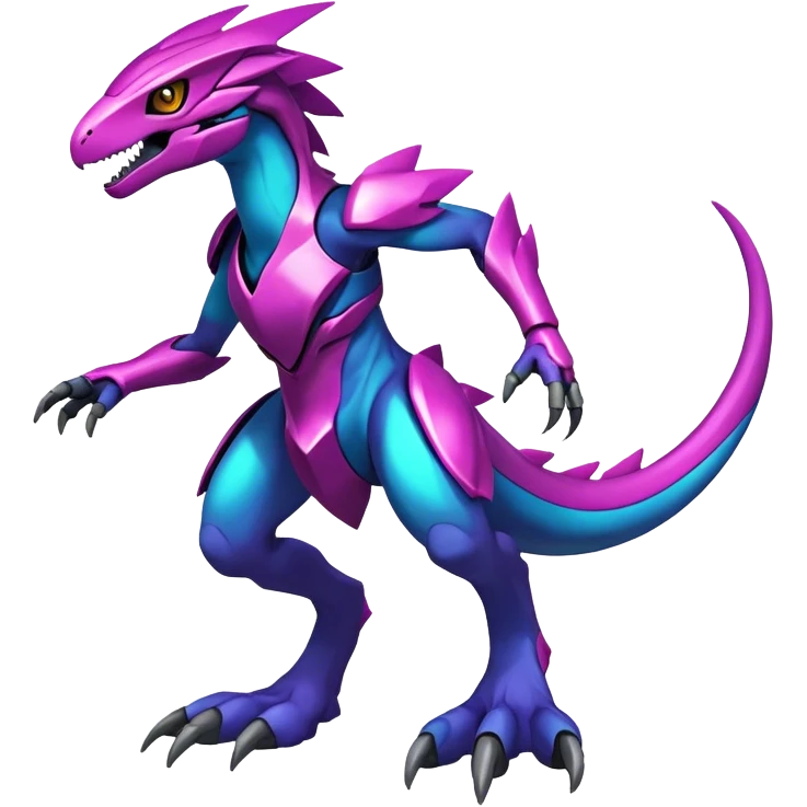 Shiny Nebula Futuristic Fakemon-Pokemon-Digimon-Spectrobes-Raptor-fusion, full body emoji