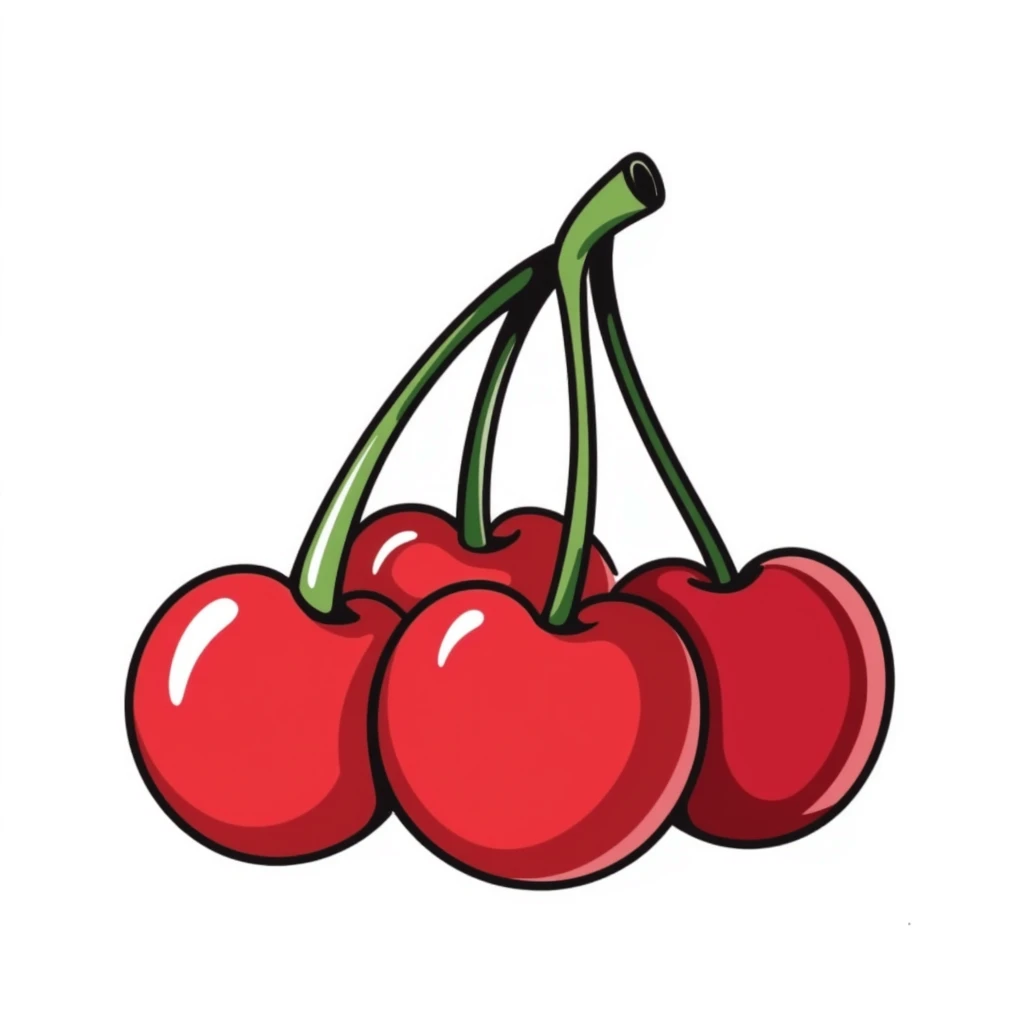 Hand-drawn cluster of red cherries with stems emoji