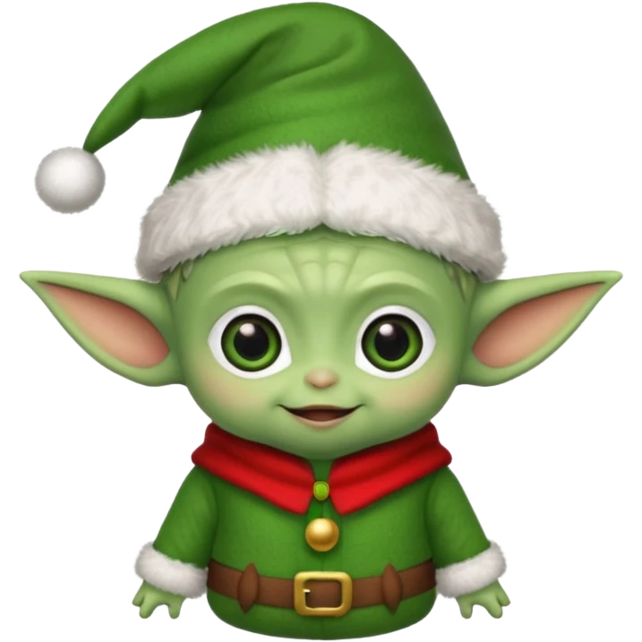 Baby joda con cappello da elfo di natale emoji