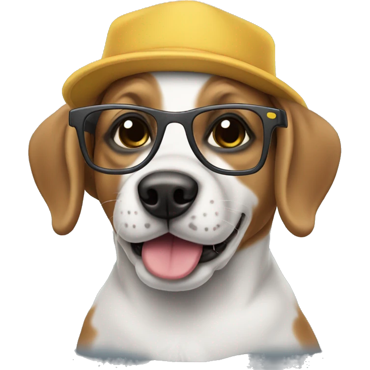 Dog with a shirt hat and glasses  emoji