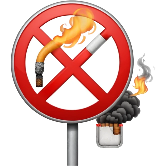 stop sign with cigarette, vape, or weed behind it emoji