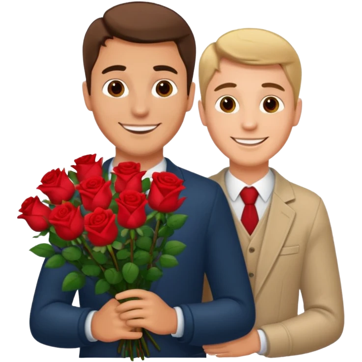 Un homme blanc brun qui donne un bouquet de roses emoji