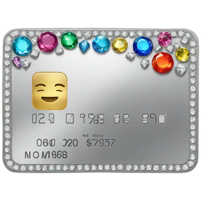 Silver credit card with gems emoji
