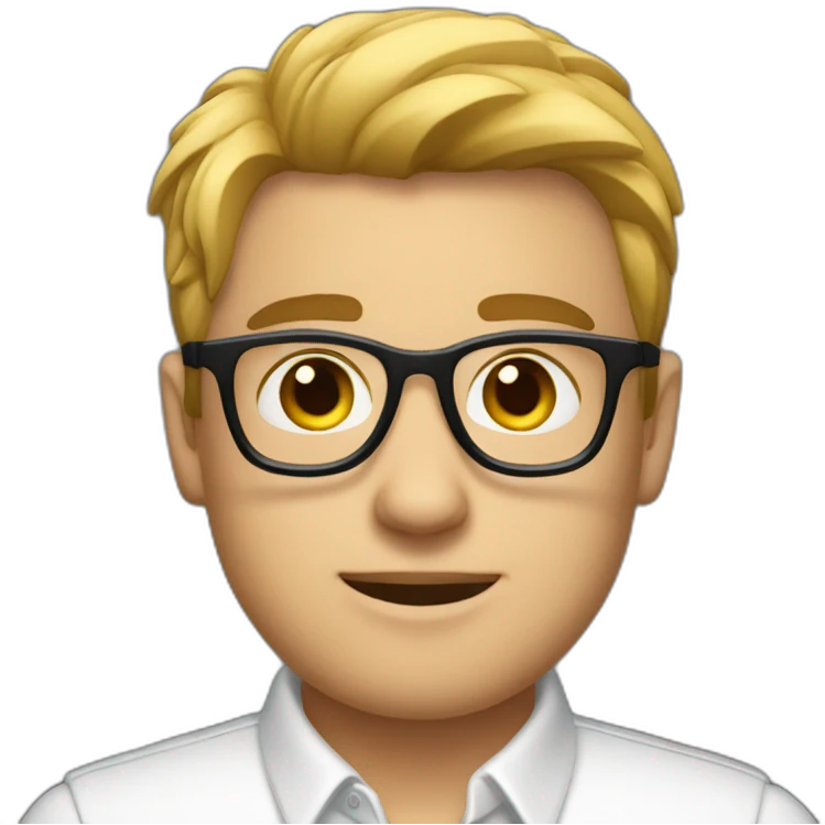 A young fit buissnessman with black glasses and white shirt emoji