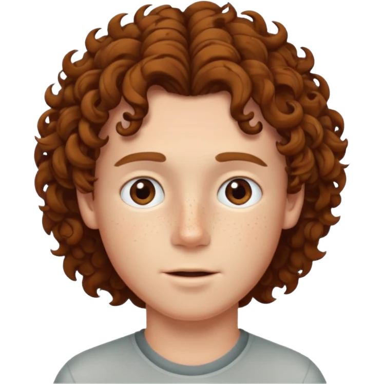 A white boy with curly brown hair emoji