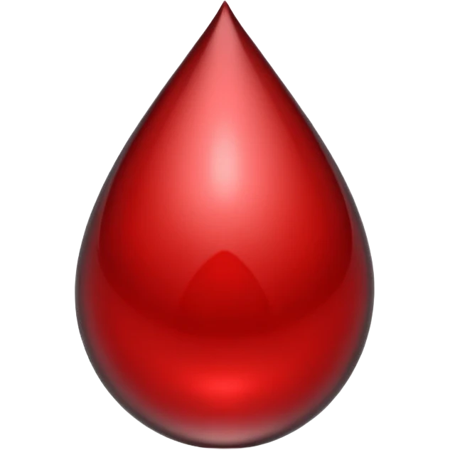 single blood drop emoji sculpted from dark liquid metal, glossy surface, dramatic reflections, futuristic minimal 3D style, isolated on white emoji