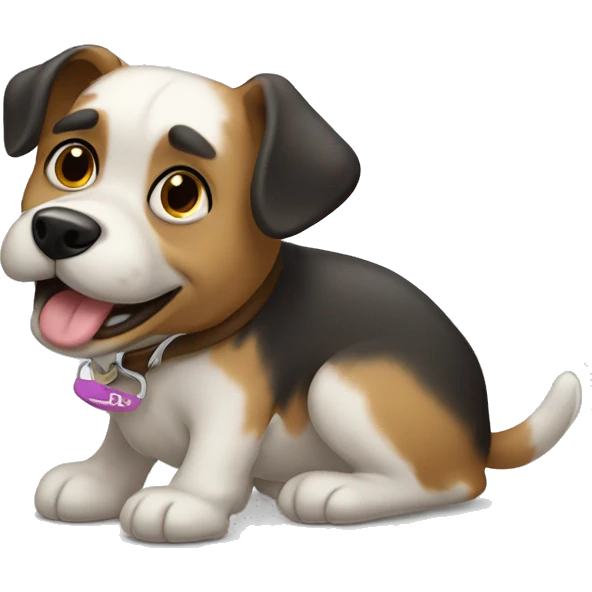 um cachorro com uma saia emoji