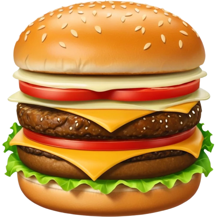 cheeseburger with ketchup, onion, tomato, lettuce, and mayo emoji