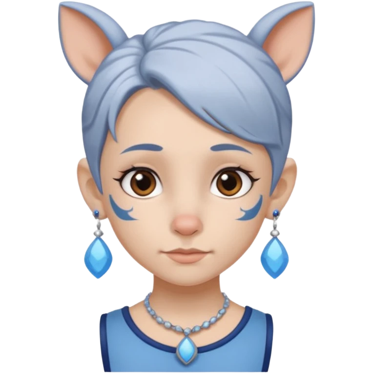 white-gray haired heavy blue tattooed big head accessory big nose mid size ear young girl emoji