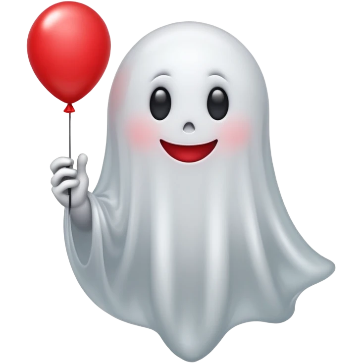 smiling ghost holding a balloon emoji