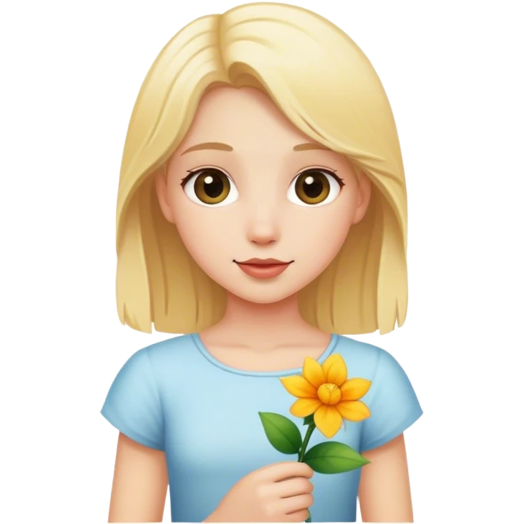 Blonde girl with flower emoji
