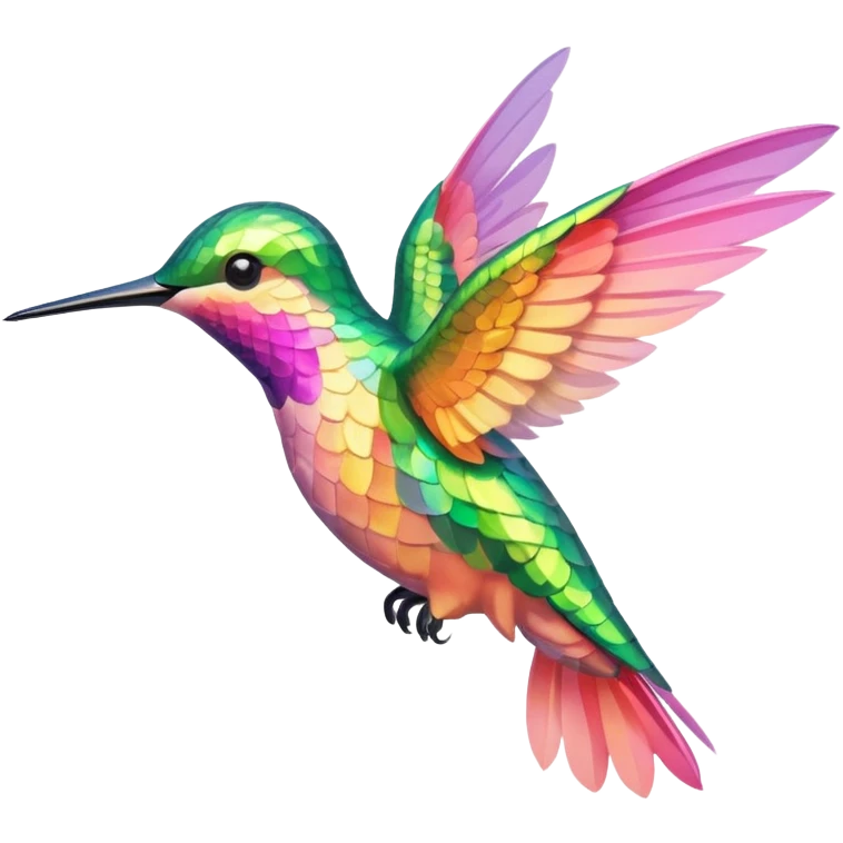 peach pink and yellow-green humming bird emoji