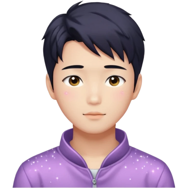 Gorgeous bright sparkly romantic Asian anime guy with blushing face aesthetic trending style outside emoji