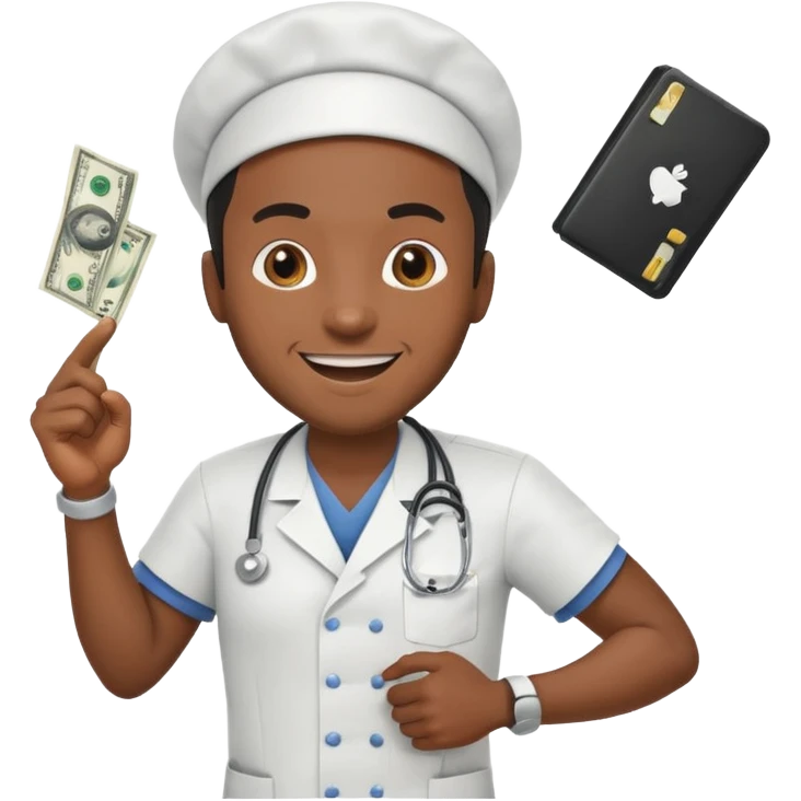 Black man nurse chasing money emoji