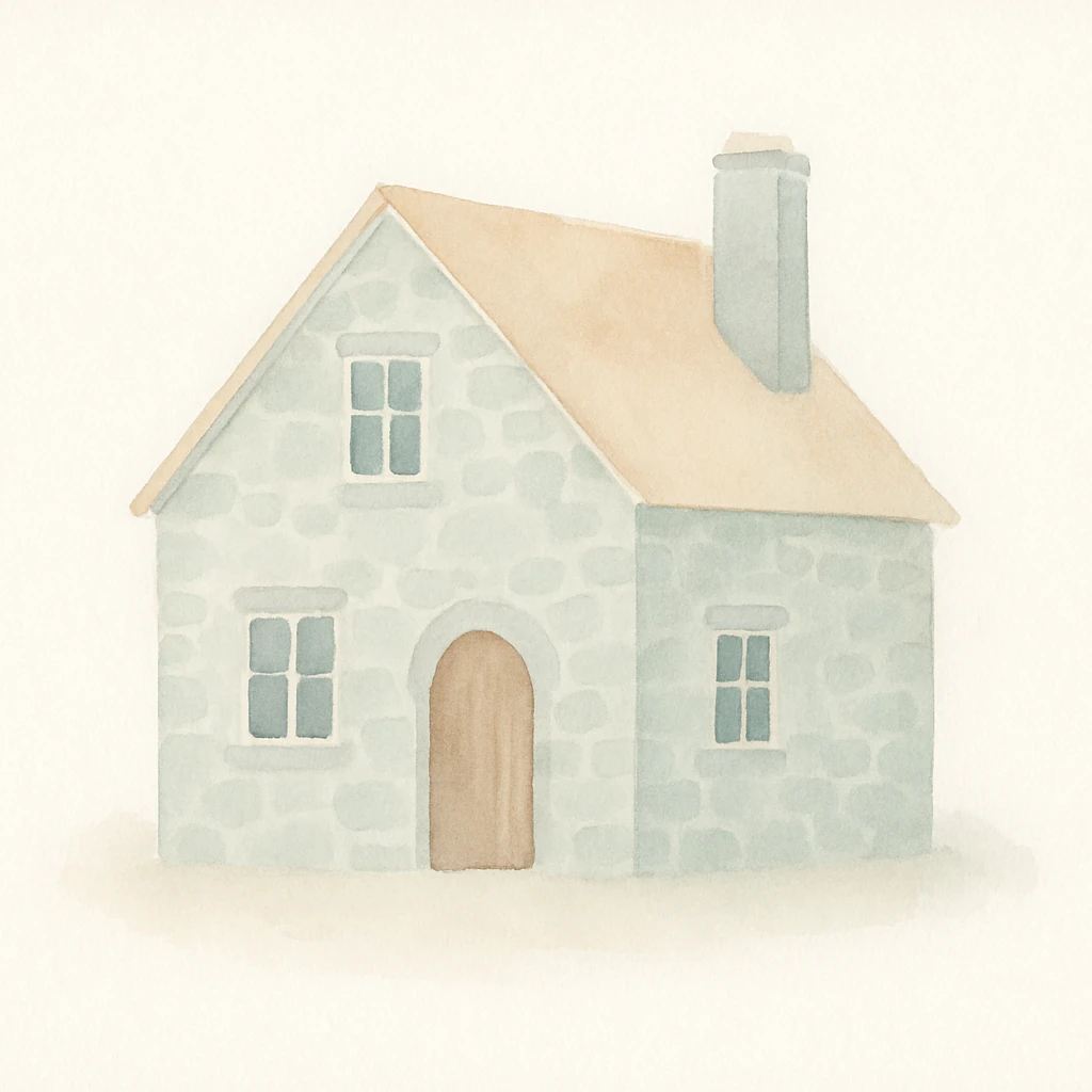 stone house, watercolor art style emoji