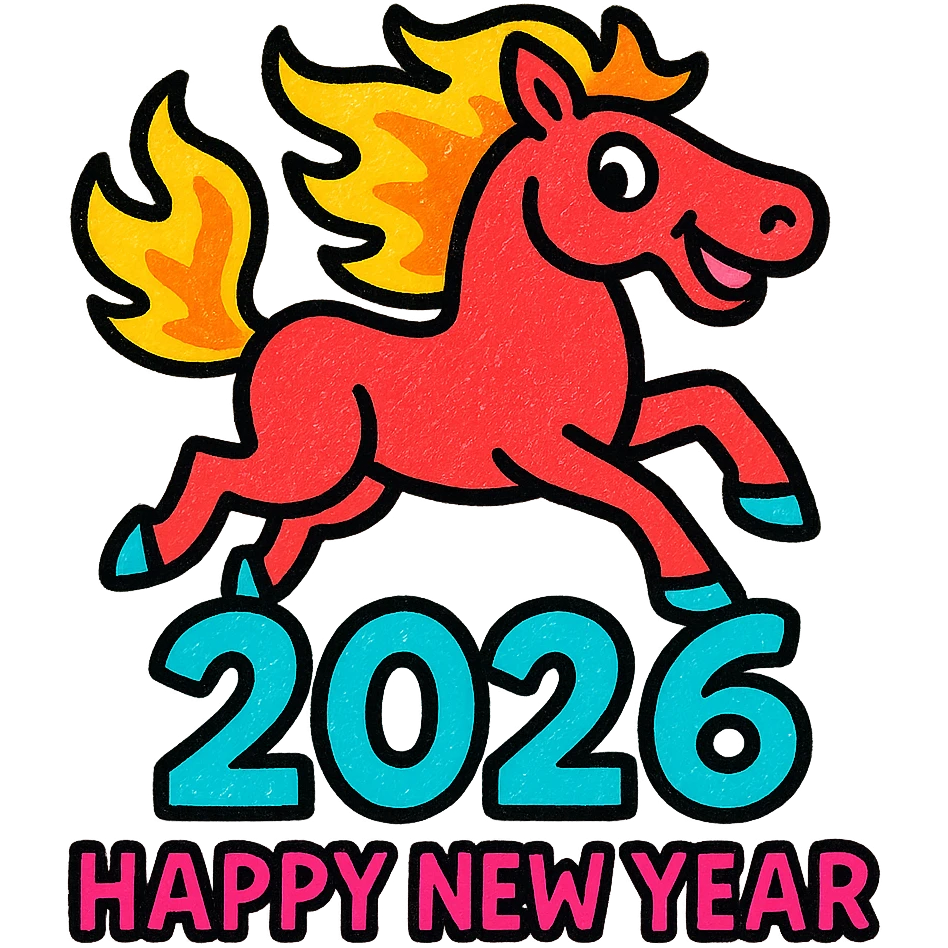 
Running red fire horse symbol of new year 2026 according to Asian Chinese calendar. greeting card or banner. vector illustration emoji