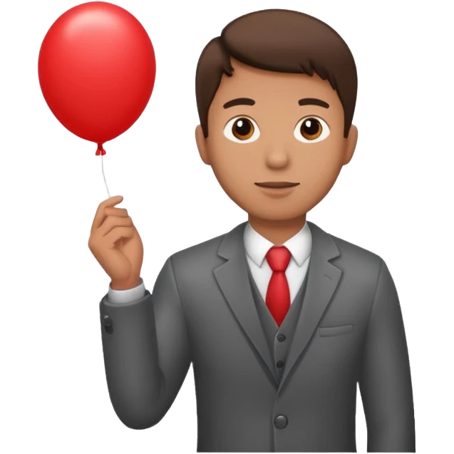 Man holding red balloon emoji