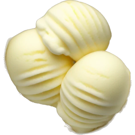 2 round lemon sorbet ice-cream  scoops in a white bowl emoji