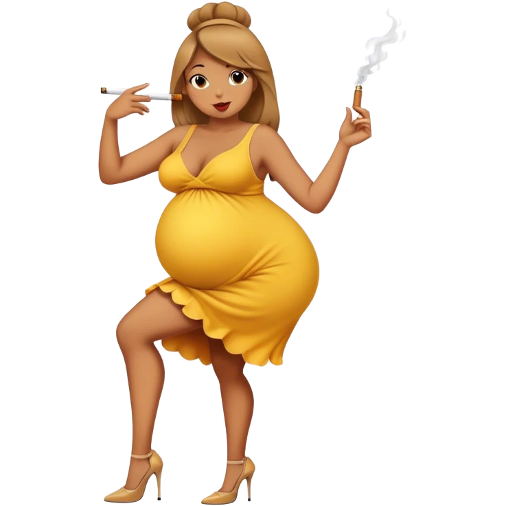 Dancing pregnant chick the animal wearing high heels and cigarette emoji