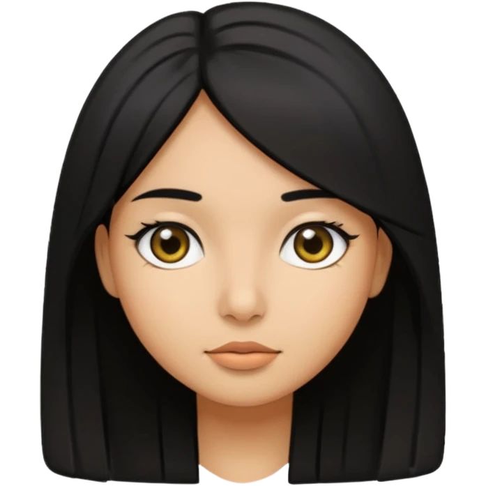Olive skin girl with medium straight black hair  emoji