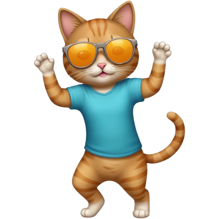 Tabby cat dancing with sunglasses emoji