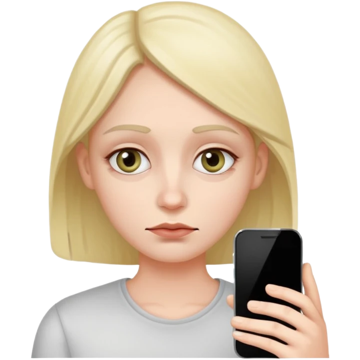 tired person with phone, dark circles under eyes, addicted look emoji