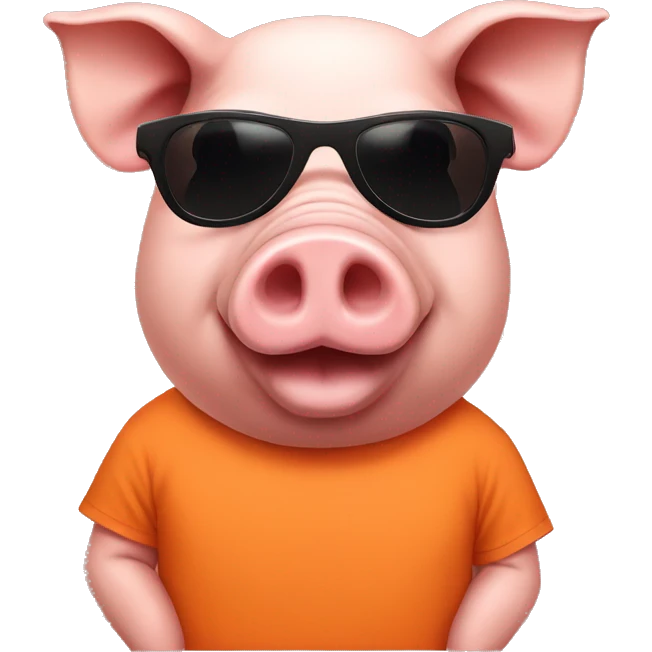 Pig with black sunglasses and orange tshirt emoji