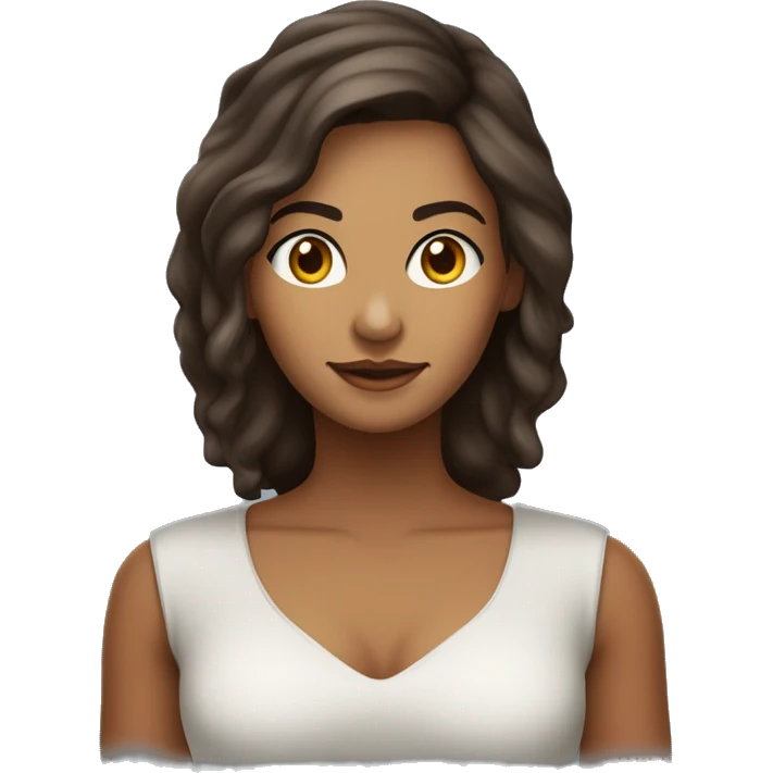 uma mulher morena fazendo sinal de certinho, com olhos castanho cabelo liso castanho , como uma mae aprovando algo emoji