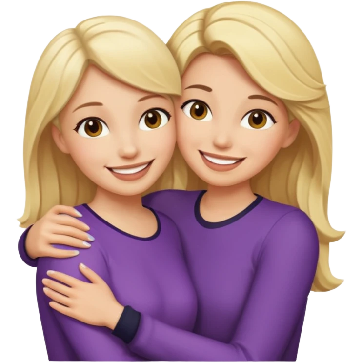 Blondynka przytulająca się do brunetki emoji