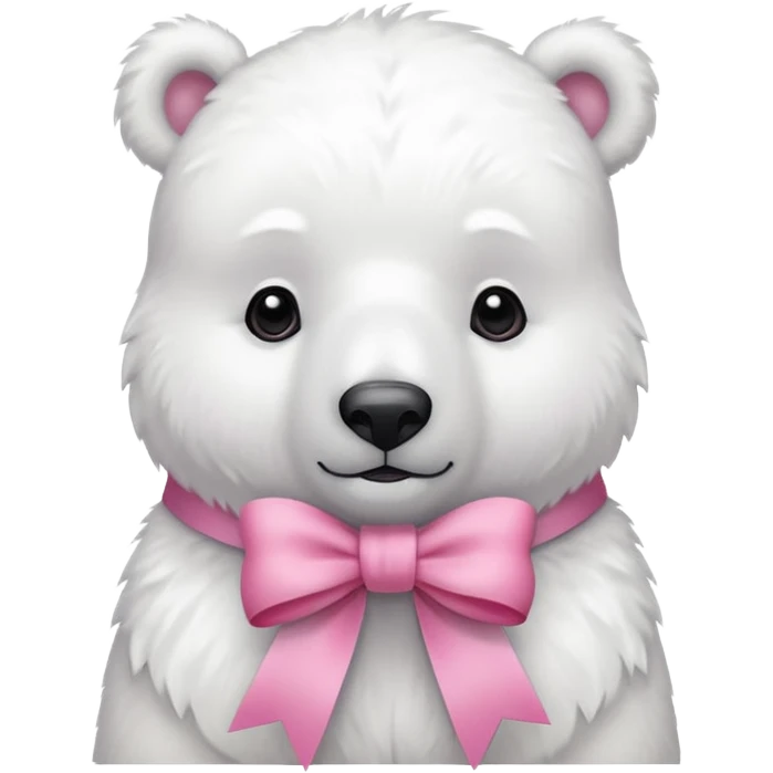 white polar bear with pink ribbon emoji