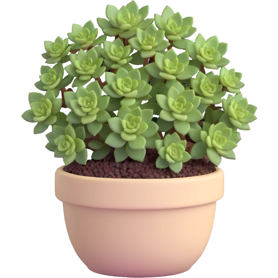 Sedum Pachyphyllum succulent with chubby blue-green leaves in a beige ceramic pot emoji