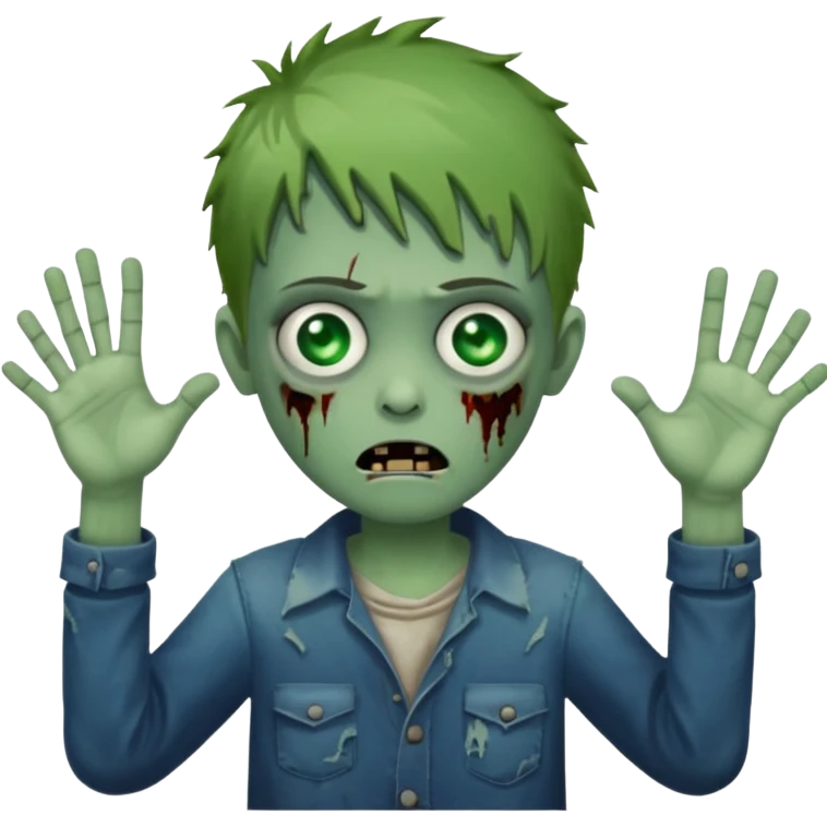 Kid zombie hands up from the side  emoji