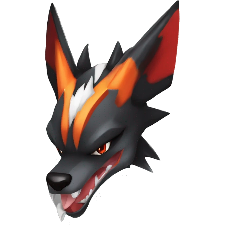 Black Cool Edgy Anthro Sharpedo-Sergal-Houndoom-Charizard Fakémon  with White and Red Edgy markings emoji