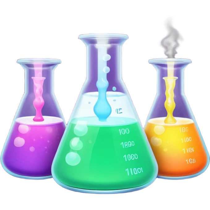 hi-lighters uv light glowibg formula in beaker/ test tube and baking soda in lab emoji