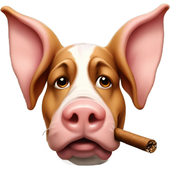 Pig with basset hound ears smoking a cigar emoji