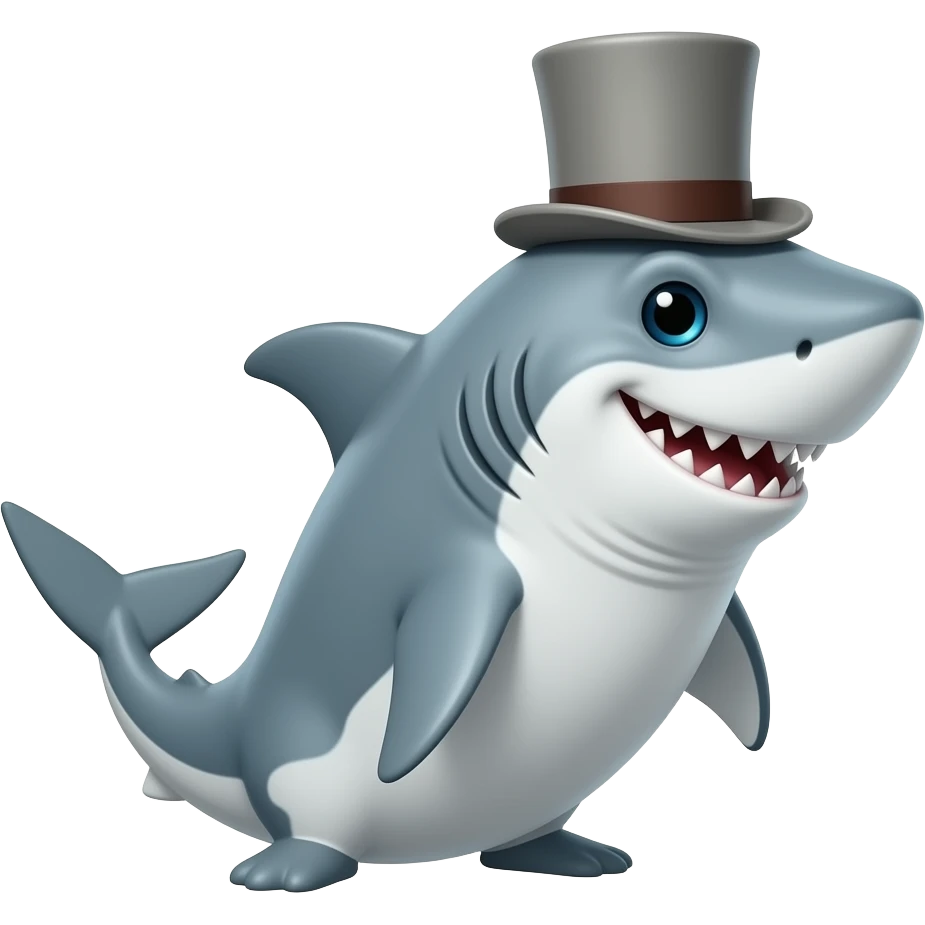 Shark with a top hat emoji