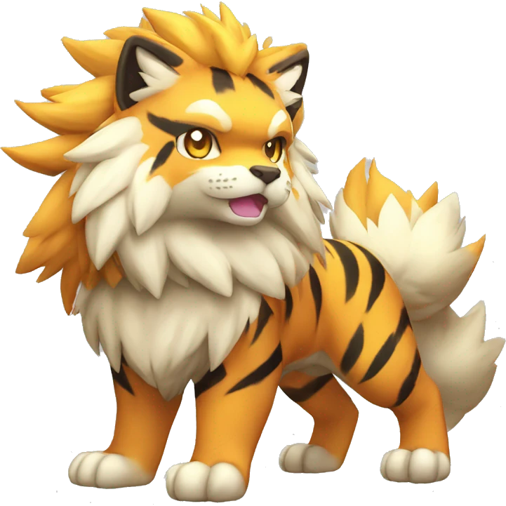Colorful Shiny Kawaii Cute Tiger-Arcanine—Fakémon-Pokémon full body emoji