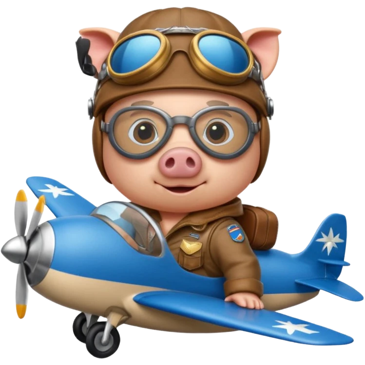 pig pilot riding blue plane emoji