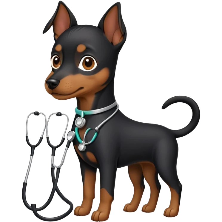 blabk pinscher mini with stethoscope
 emoji