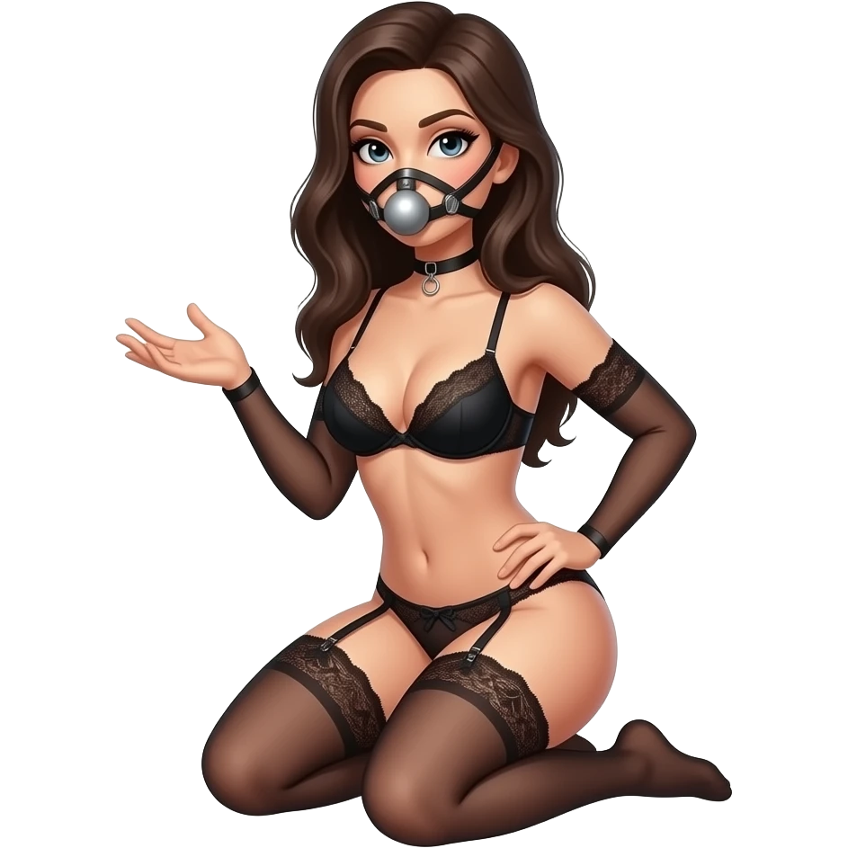Wife lingerie ballgag  on knees emoji