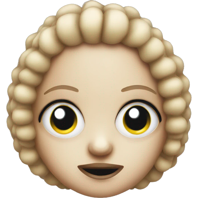 creepy doll with buttons as eyes emoji
