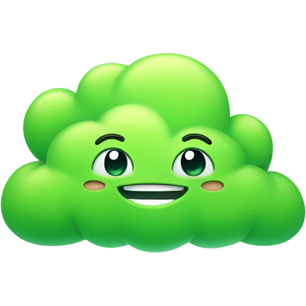Happy Green Cloud with arms and legs emoji