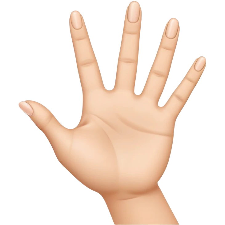 A high-quality 3D-rendered digital illustration of a hand making the YVL hand sign. The hand has a smooth, emoji-style design similar to Apple's hand emojis, with a natural skin tone. The thumb, index, and middle fingers are extended, while the ring and pinky fingers are folded down. The background is transparent or white, with no additional effects or shading. emoji