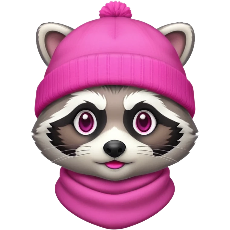 racoon with pink and white beanie emoji