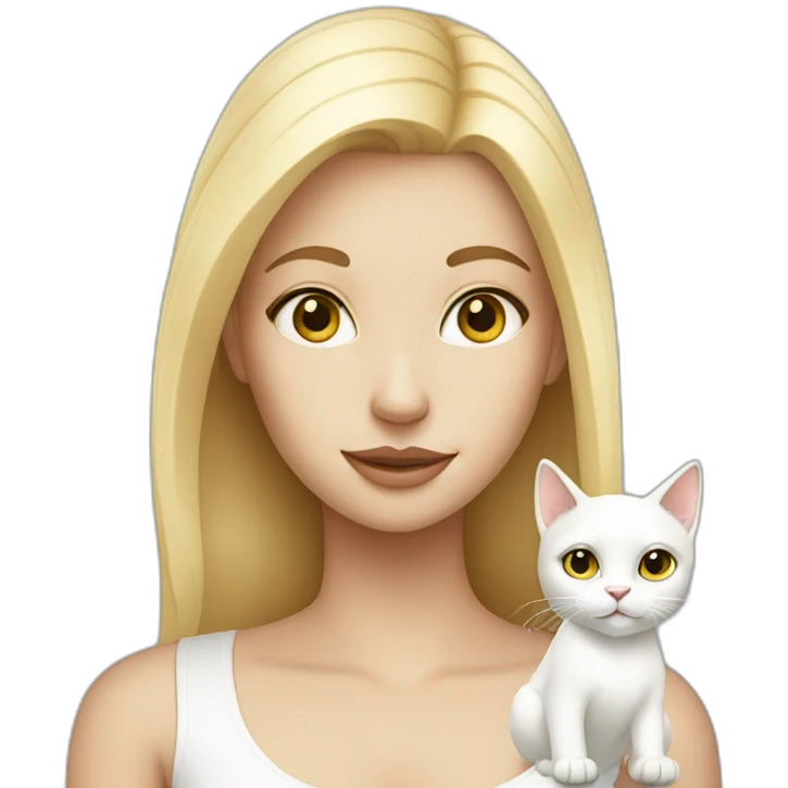 Blonde girl with white cat emoji